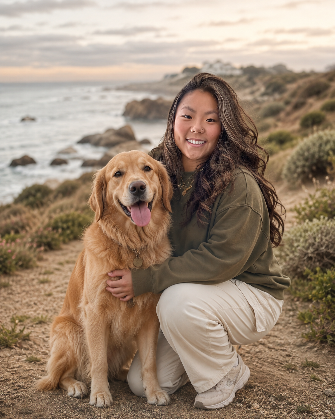 A dog on a coastal walk during a pet-sitting visit