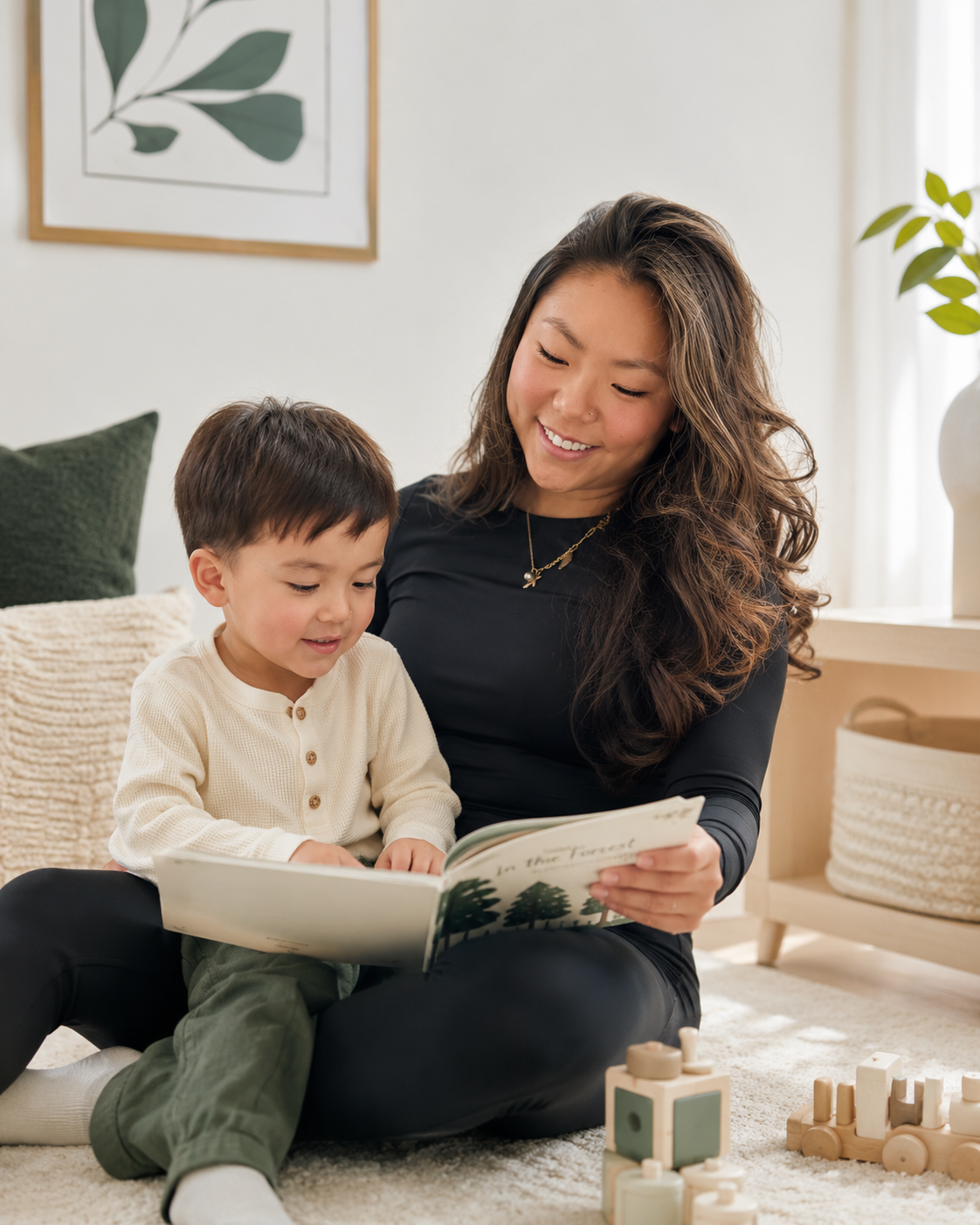Reading together during an afternoon of childcare